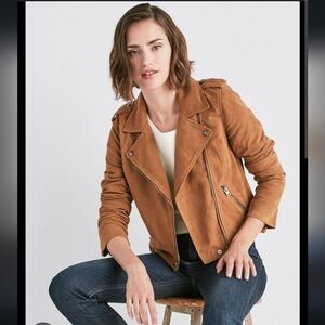 💋 EUC LUCKY BRAND Genuine Lamb Suede Moto Jacket